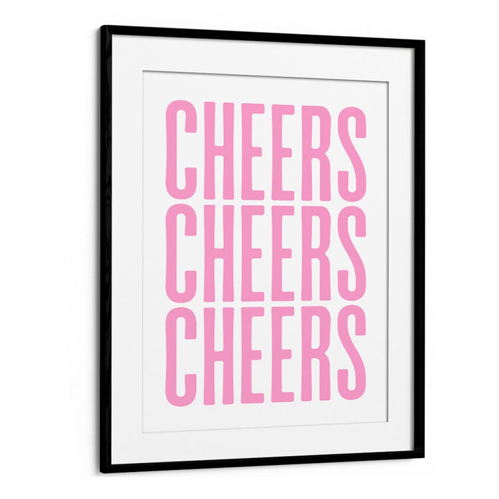 Bright pink "CHEERS" art print by Athene Fritsch, perfect for enhancing any CHEERS, BAR or cafe ambiance.