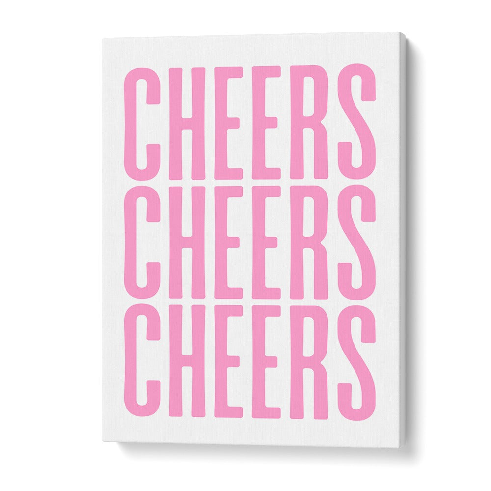 Bright pink "CHEERS" art print by Athene Fritsch, perfect for enhancing any CHEERS, BAR or cafe setting.