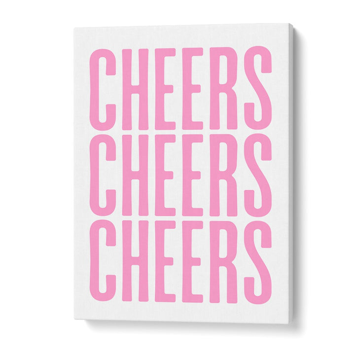 Bright pink "CHEERS" art print by Athene Fritsch, perfect for enhancing any CHEERS, BAR or cafe setting.