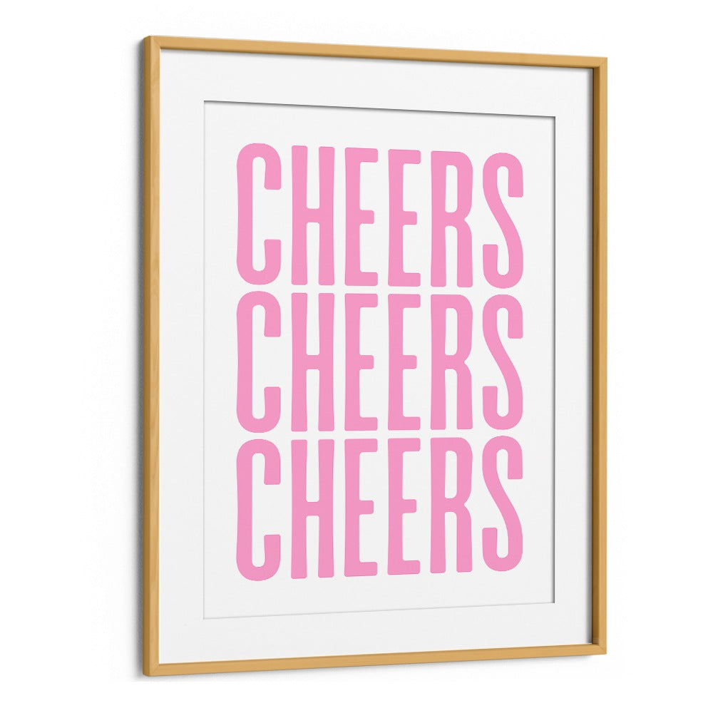 Bright pink "CHEERS" art print by Athene Fritsch, perfect for enhancing any CHEERS, BAR or cafe atmosphere.