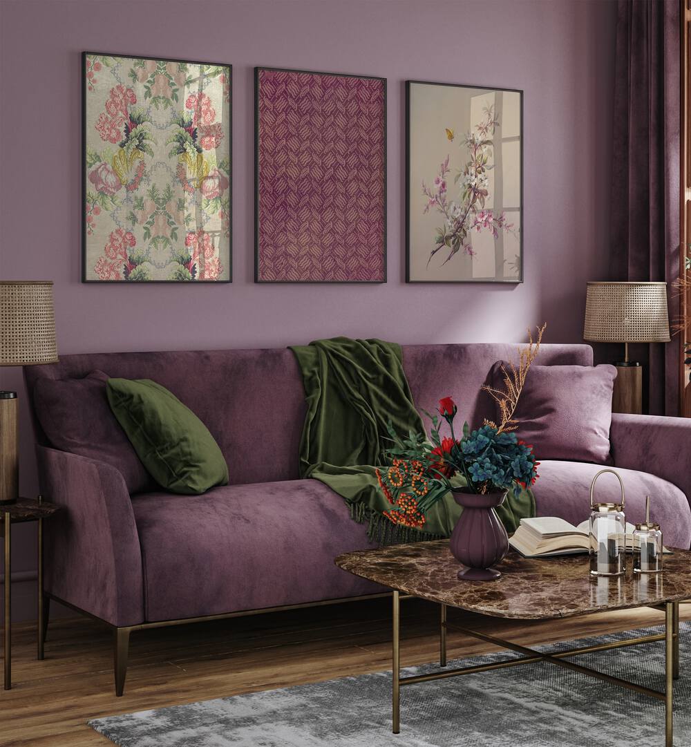 Enhance your decor with CHERRY BLOSSOMS, SET OF 3 PAINTINGS, showcasing elegance and charm for a serene atmosphere.