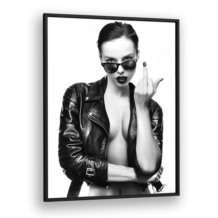 "CHERRY BOMB, PHOTOGRAPHY PRINTS" features bold fashion art by David Drake, showcasing elegance and creativity in black and white.