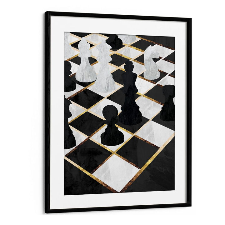 Transform your gaming space with CHESS BLACK AND GOLD, GAMING POSTERS by Sarah Manovski, blending elegance and style.