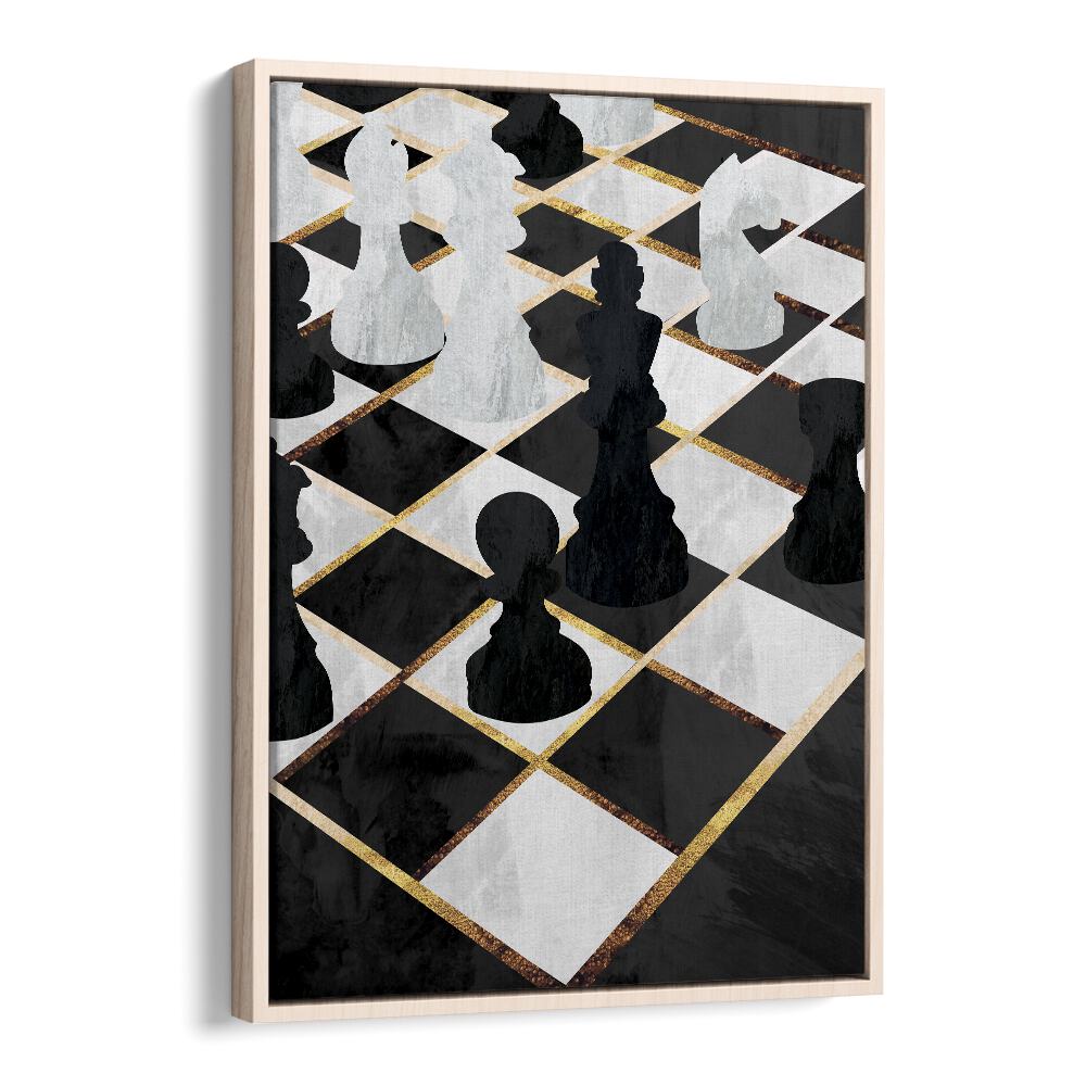 Sophisticated CHESS BLACK AND GOLD, GAMING POSTERS by Sarah Manovski enhance your gaming space with elegant design.