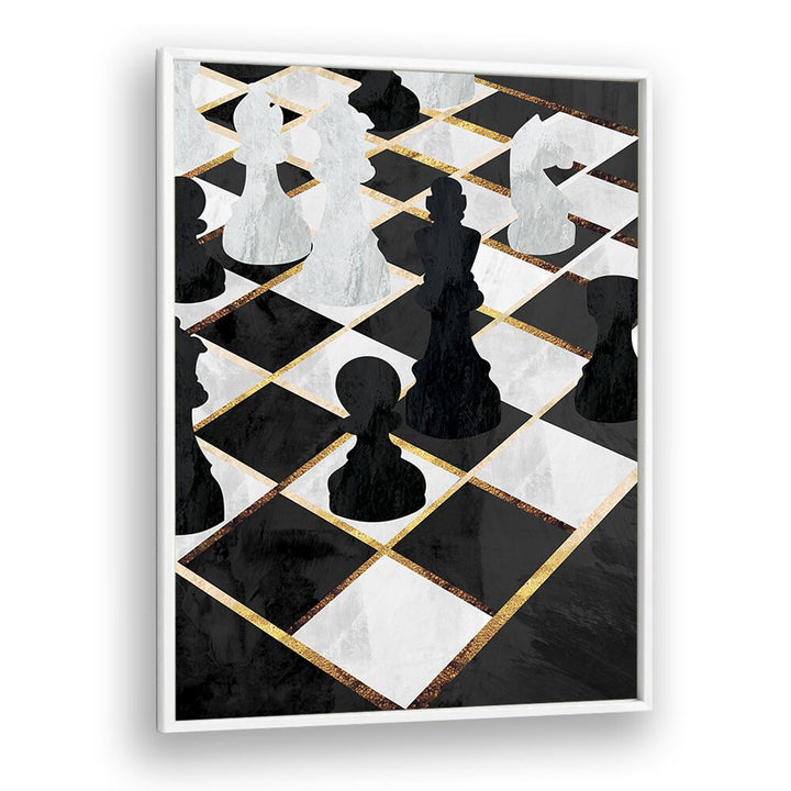 Elevate your gaming space with CHESS BLACK AND GOLD, GAMING POSTERS by Sarah Manovski, featuring elegant chess artwork.