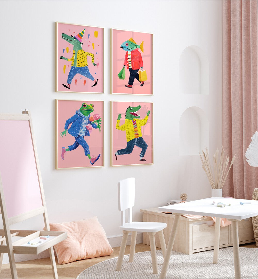 Bright and playful CROCS SET GALLERY WALL , GALLERY WALLS artwork, perfect for kids' bedrooms or playrooms.