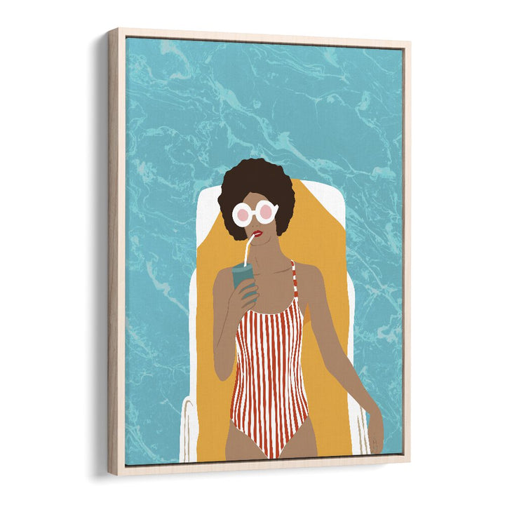 Chilling in the Moment, portraits by Uma Gokhale showcase a woman relaxing by the pool, capturing modern tranquility.