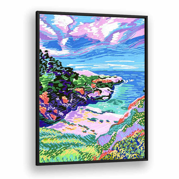 China Cove Beach By Key And Sea Creative Travel Poster in Black Plain Frame