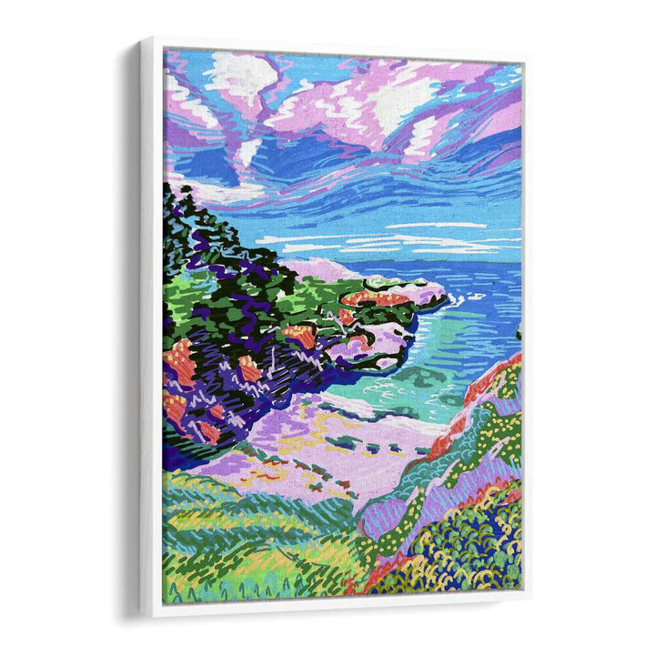 China Cove Beach By Key And Sea Creative Travel Poster in White Floater Frame
