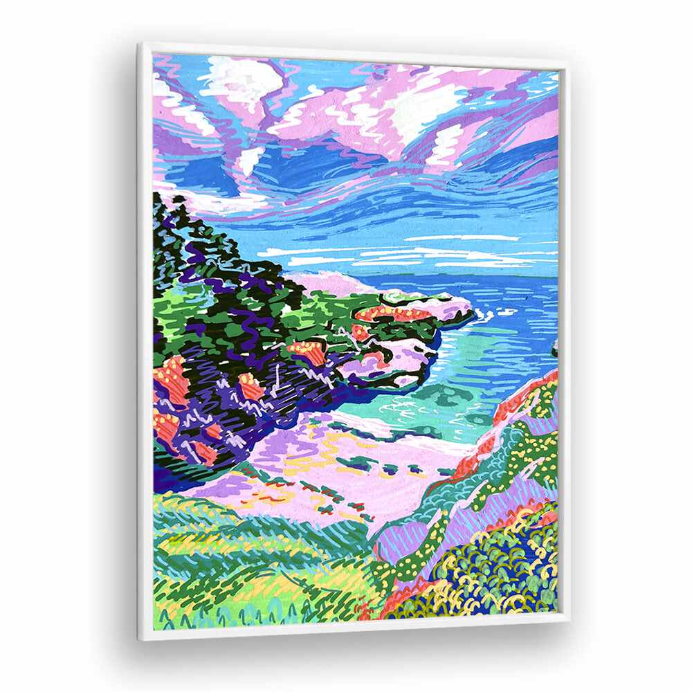 China Cove Beach By Key And Sea Creative Travel Poster in White Plain Frame