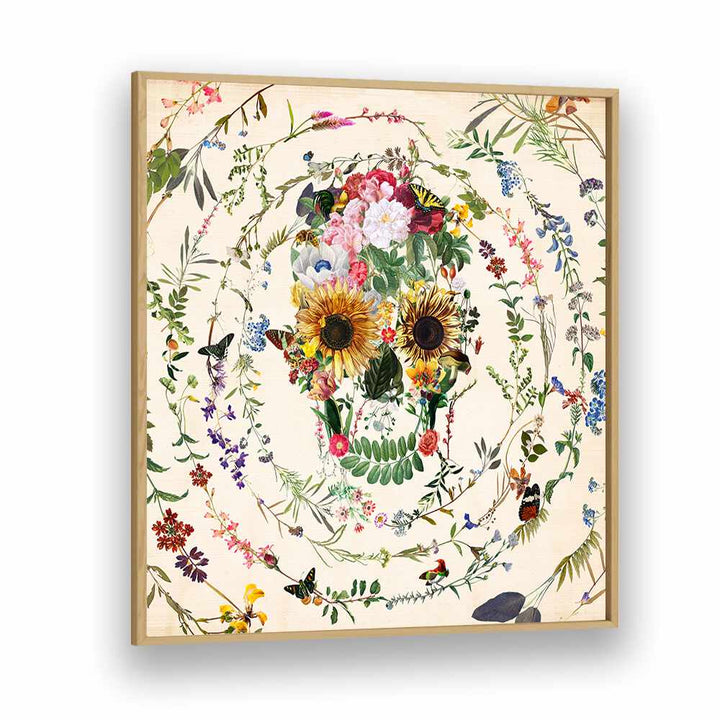 CIRCLE OF LIFE, FLORAL FLOWER PAINTINGS showcase vibrant blooms framed in oak, celebrating nature's beauty elegantly.