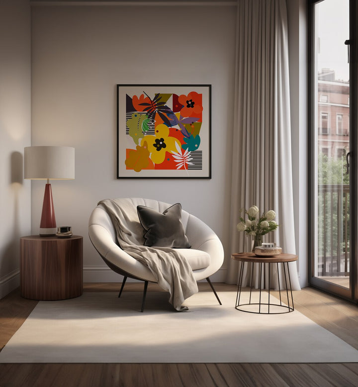 CIRCLES MINIMAL FLOWER, ABSTRACT PAINTINGS by Ana Rut Bre adds modern charm to any space with vibrant floral designs.