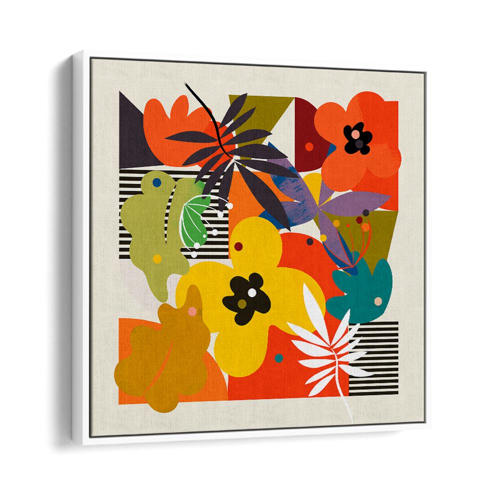 CIRCLES MINIMAL FLOWER, ABSTRACT PAINTINGS by Ana Rut Bre showcase vibrant colors, enhancing modern art spaces beautifully.