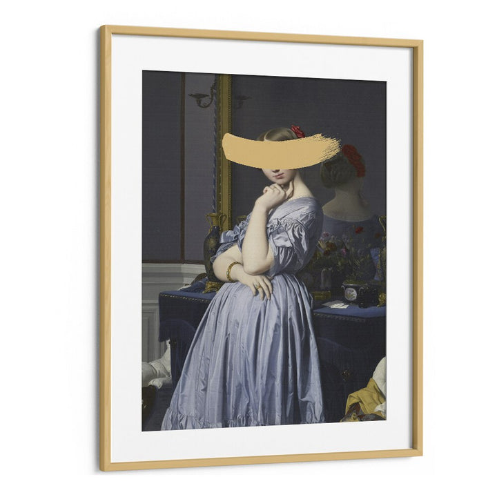 Classic oil painting with yellow splash framed elegantly, perfect for enhancing your space with The Art Concept's altered art prints.