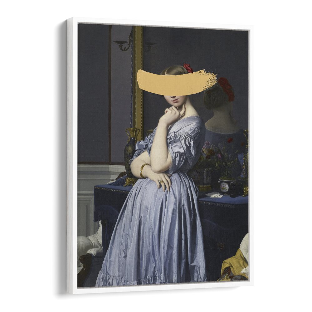 Classic oil painting with a yellow splash, perfect for modern decor by The Art Concept. Altered art prints elevate your space.