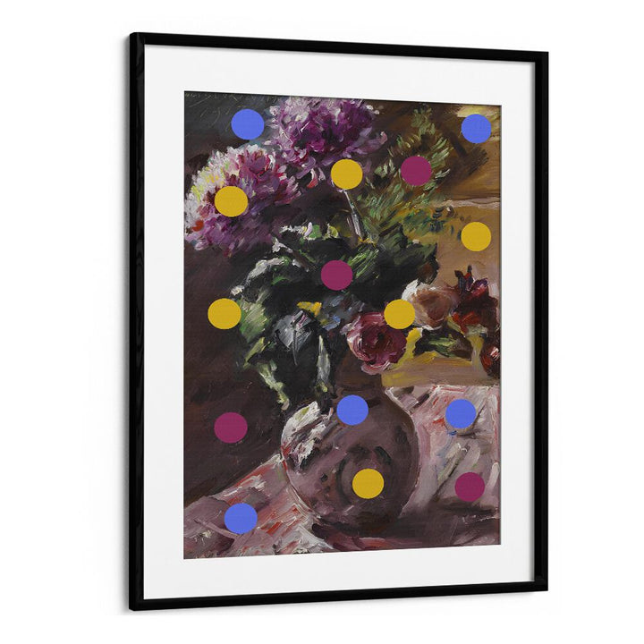 Classic Vase of Flowers and Dots, altered art prints, adds elegance to your decor with vibrant colors and a modern twist.