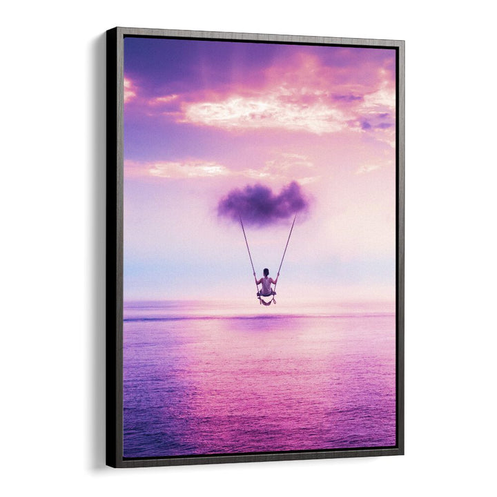 Experience the dreamlike "CLOUD SWING, SURREAL ART PRINTS" by Ritvik Takkar, perfect for elevating your space.