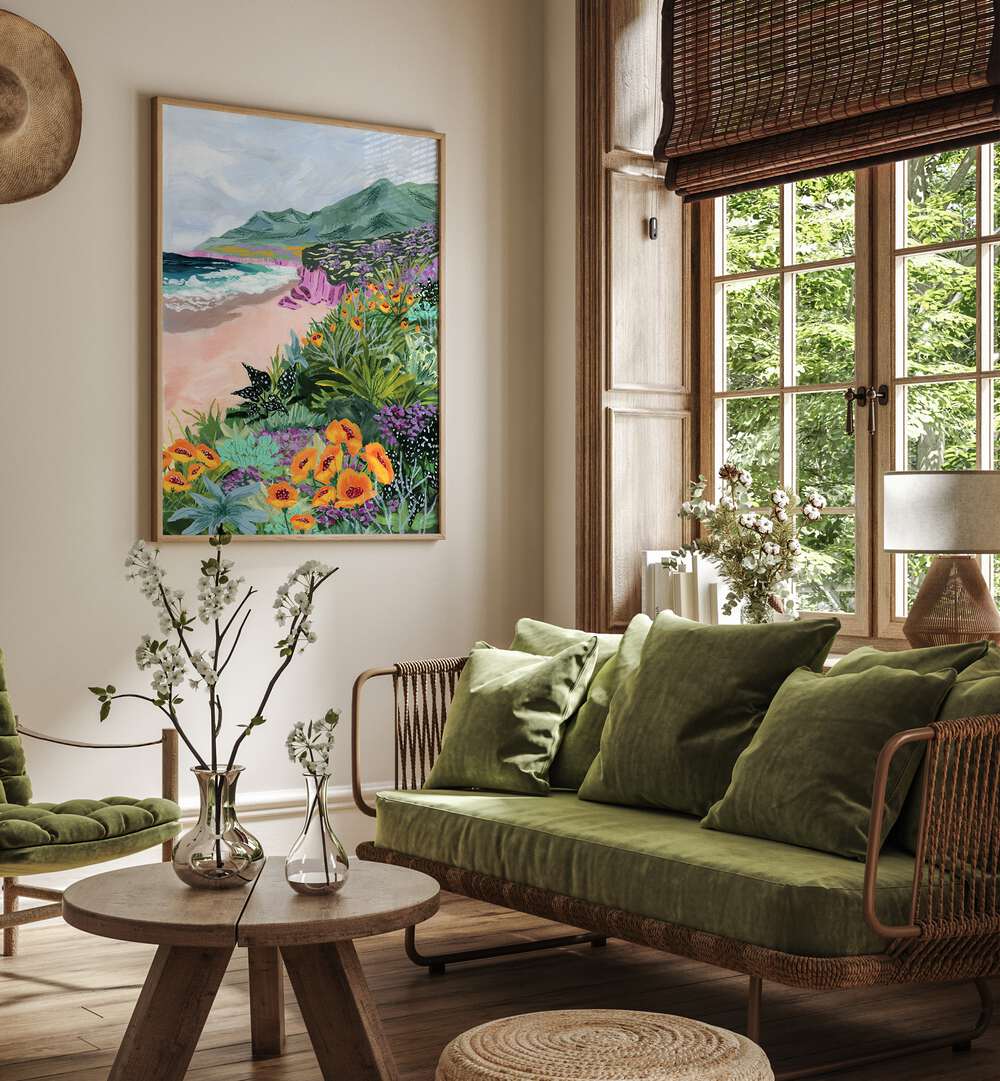Vibrant Coastal Bluffs, Landscape Paintings by Sarah Gesek, bringing nature's beauty into your home decor.