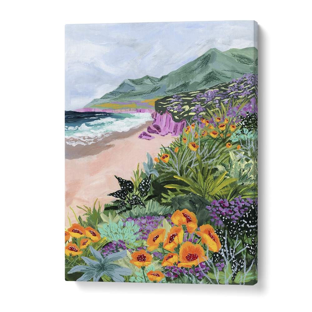 Vibrant Coastal Bluffs, landscape paintings by Sarah Gesek, bring serene beauty to your home decor.
