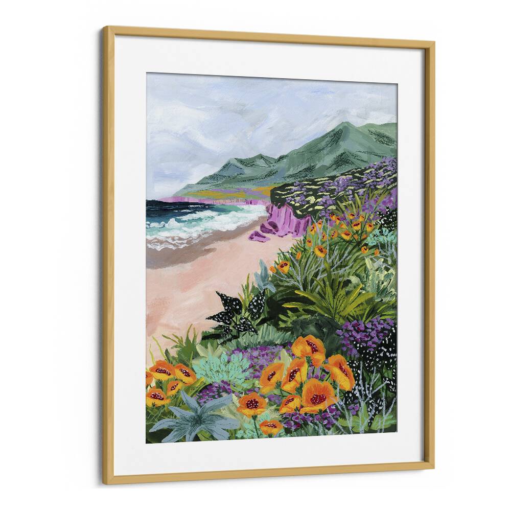 Vibrant Coastal Bluffs landscape painting by Sarah Gesek, perfect for enhancing your home decor with natural beauty.