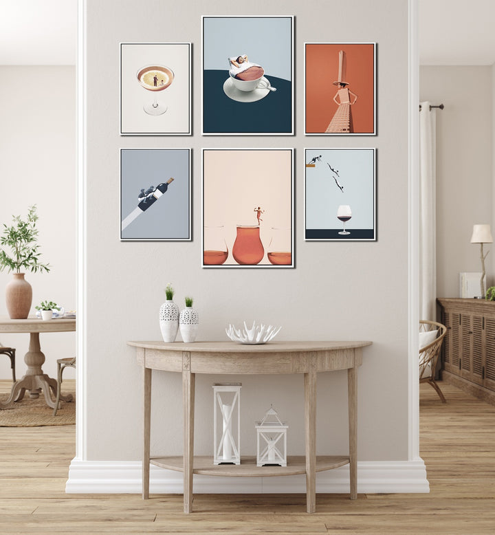 Stylishly display COCKTAILS art in your home with the elegant Cocktails & Coffee Gallery Wall set. Perfect for any space!