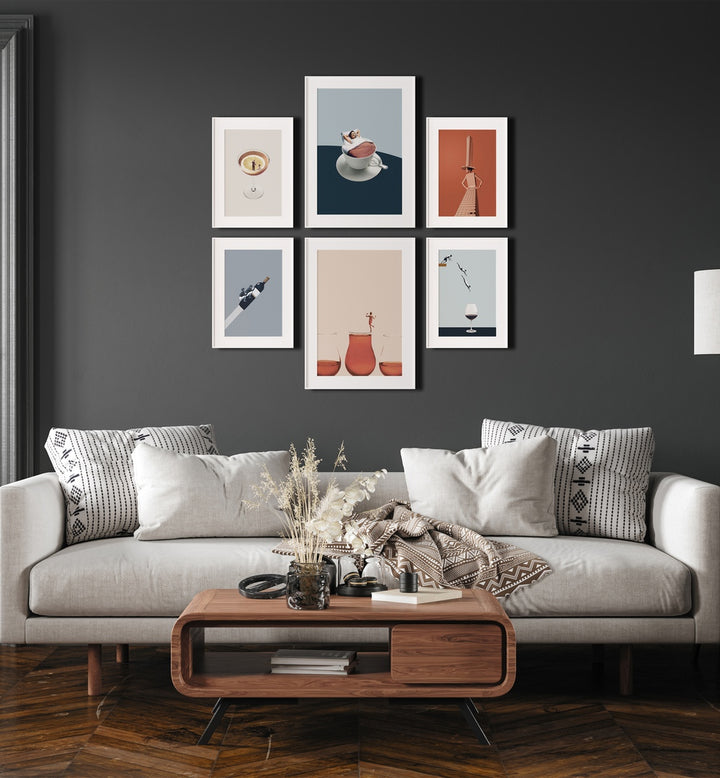 Stylish COCKTAILS & COFFEE gallery wall art enhances your living space with unique framed designs. Perfect for modern décor.