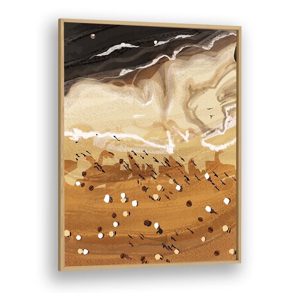 Stunning COFFEE BEACH, BAR art print by Uma Gokhale, featuring serene beach tones and textures in a sleek frame.