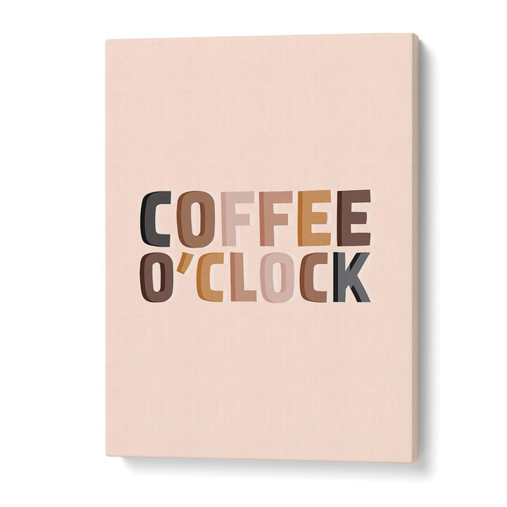 Stylish COFFEE O'CLOCK, QUOTES poster in pastel tones, perfect wall art to enhance any coffee lover's space.