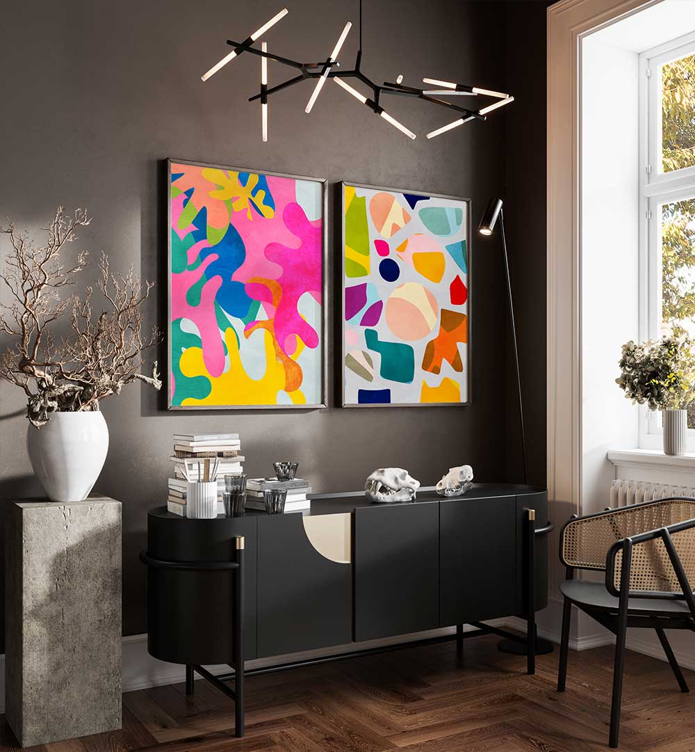 COLOR BLOOM SET , SET OF 2 PAINTINGS