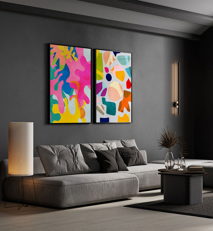 COLOR BLOOM SET , SET OF 2 PAINTINGS