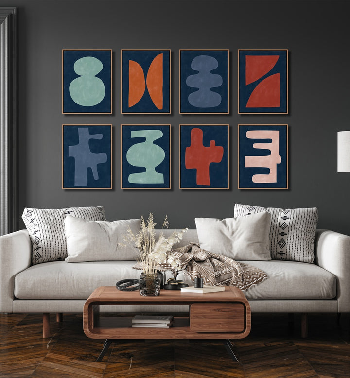 Transform your space with a COLORFUL MODERN ABSTRACT GALLERY WALL, featuring vibrant prints for stunning gallery walls.