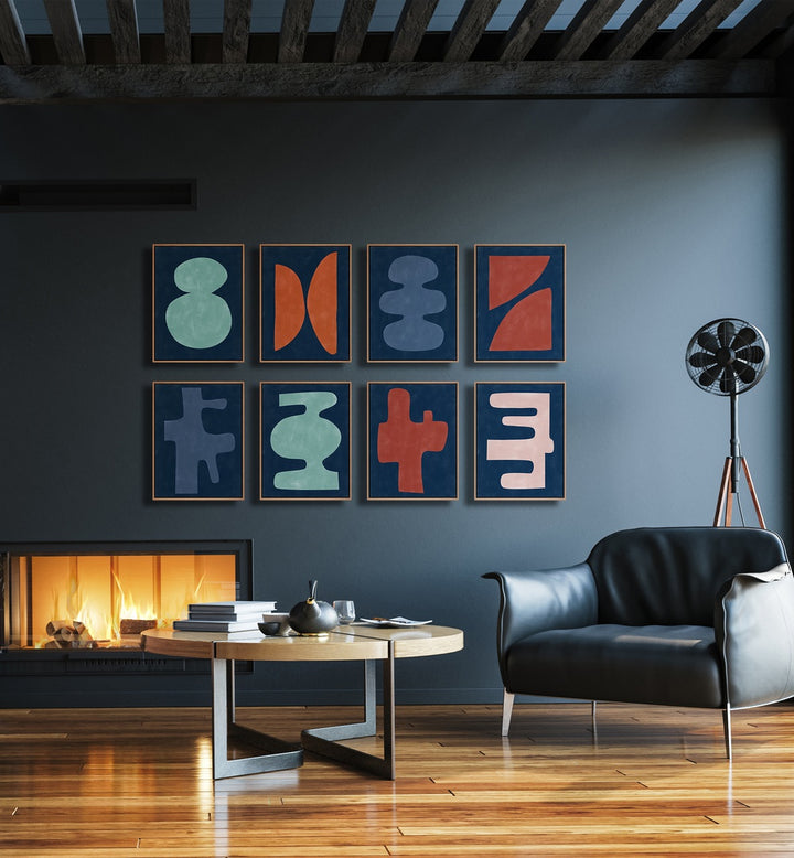 Colorful modern abstract gallery wall art prints enhance any living space, showcasing vibrant gallery walls.
