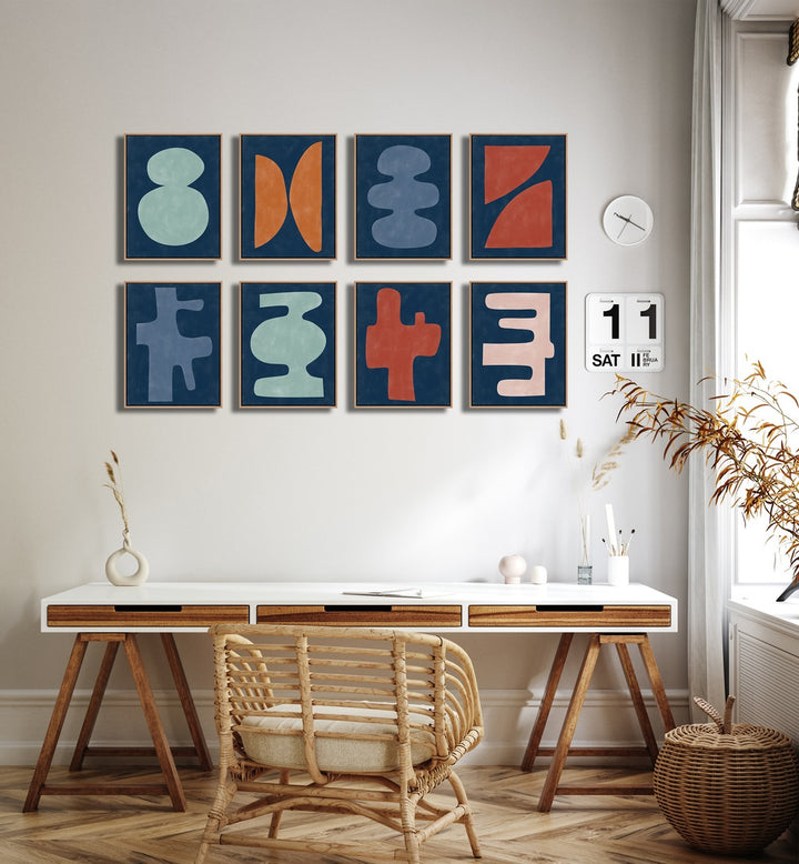Vibrant COLORFUL MODERN ABSTRACT GALLERY WALL art prints enhance contemporary living room decor, perfect for gallery walls.