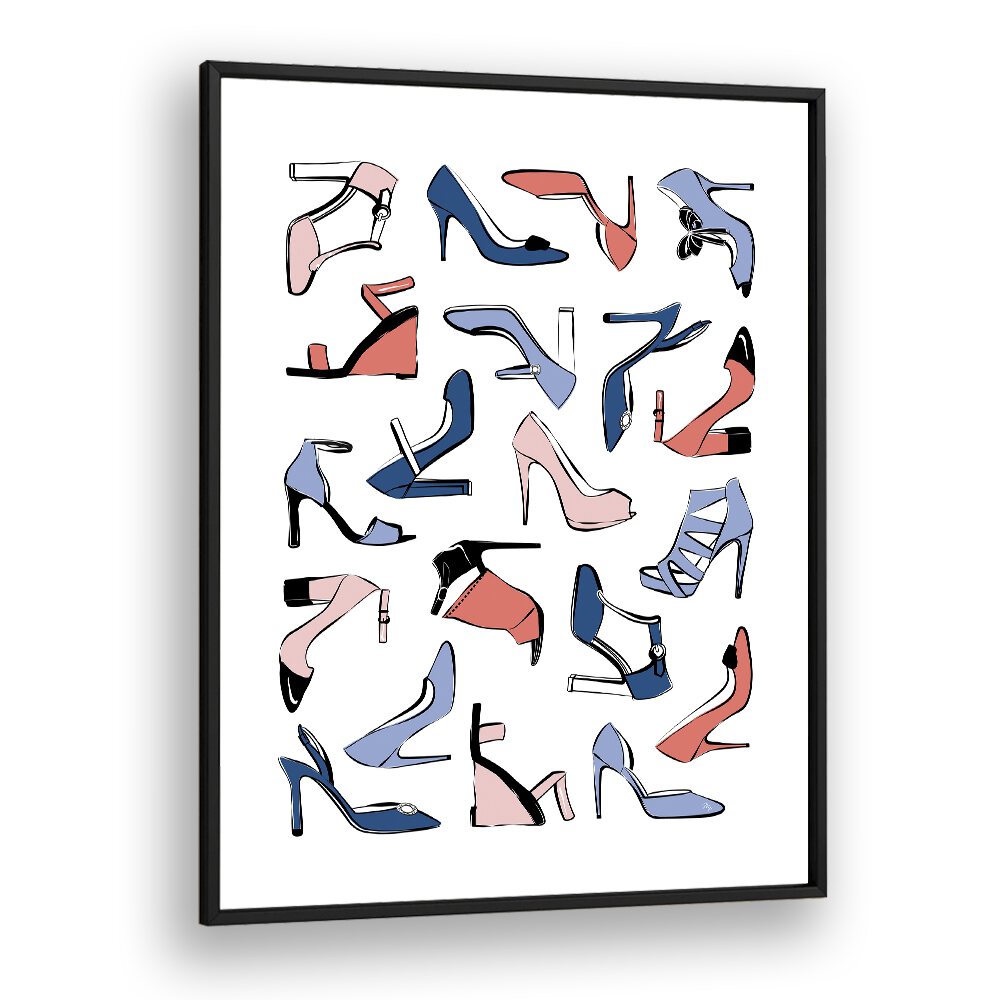 Stylish COLOURFUL HEELS, FASHION POSTERS by Martina display an artistic collection of vibrant footwear designs.