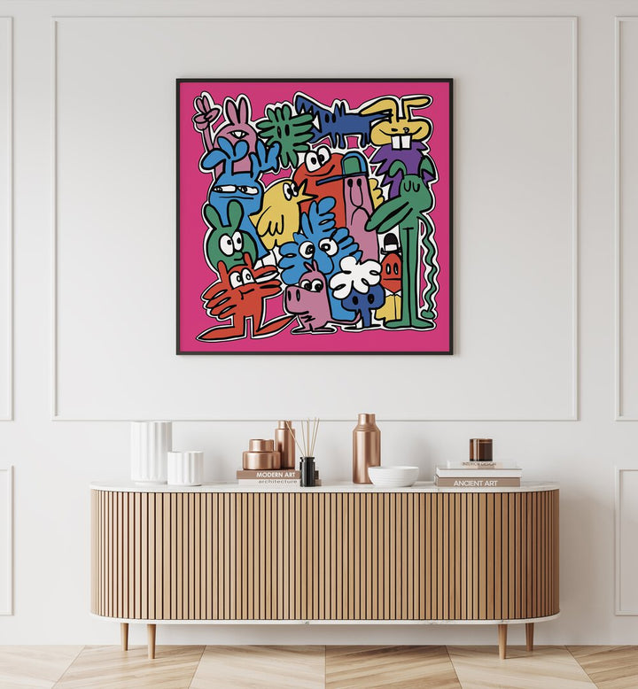 Vibrant COMIC SET, SET OF 2 PAINTINGS showcasing playful characters, perfect for adding excitement to any space.