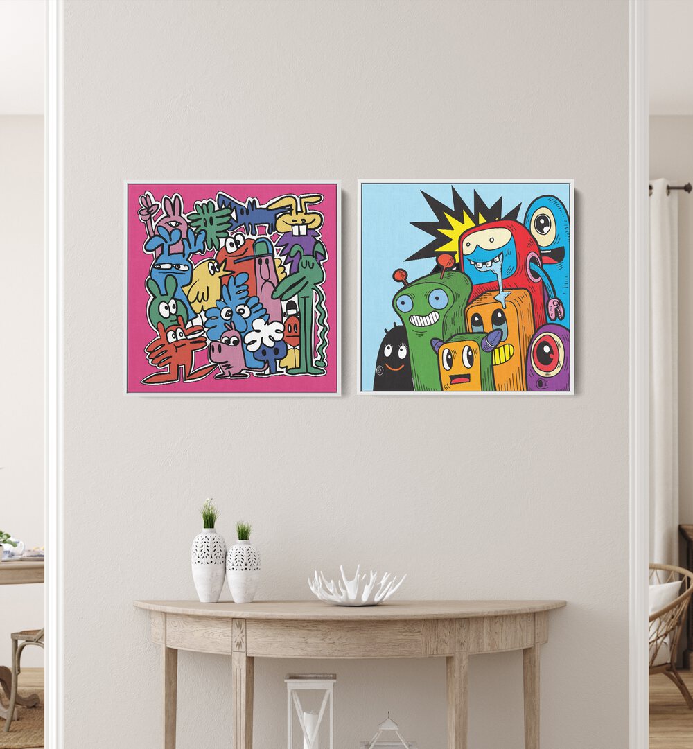 Bright and playful COMIC SET, SET OF 2 PAINTINGS, perfect for adding fun to any space and igniting imagination.