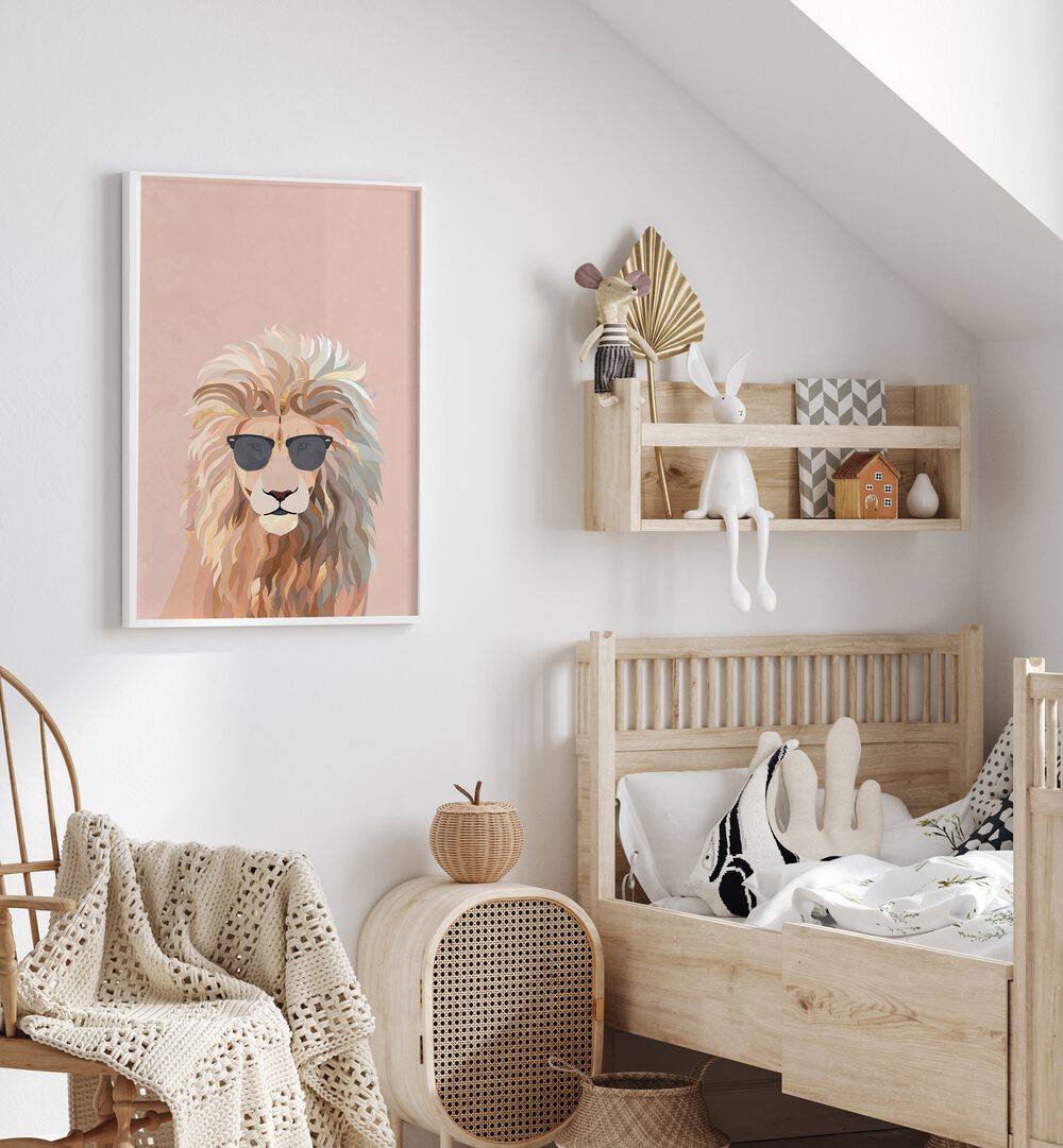 Whimsical COOL CAT LION by Sarah Manovski, a charming addition to your collection of ANIMAL PAINTINGS.