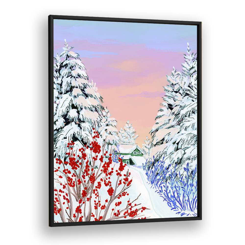 Captivating COPPER CREEK, LANDSCAPE PAINTINGS by Sarah Gesek, framed art showcasing winter scenery and vibrant colors.