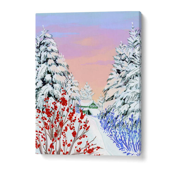 Copper Creek, landscape paintings by Sarah Gesek showcase a serene winter scene with vibrant colors and textures.