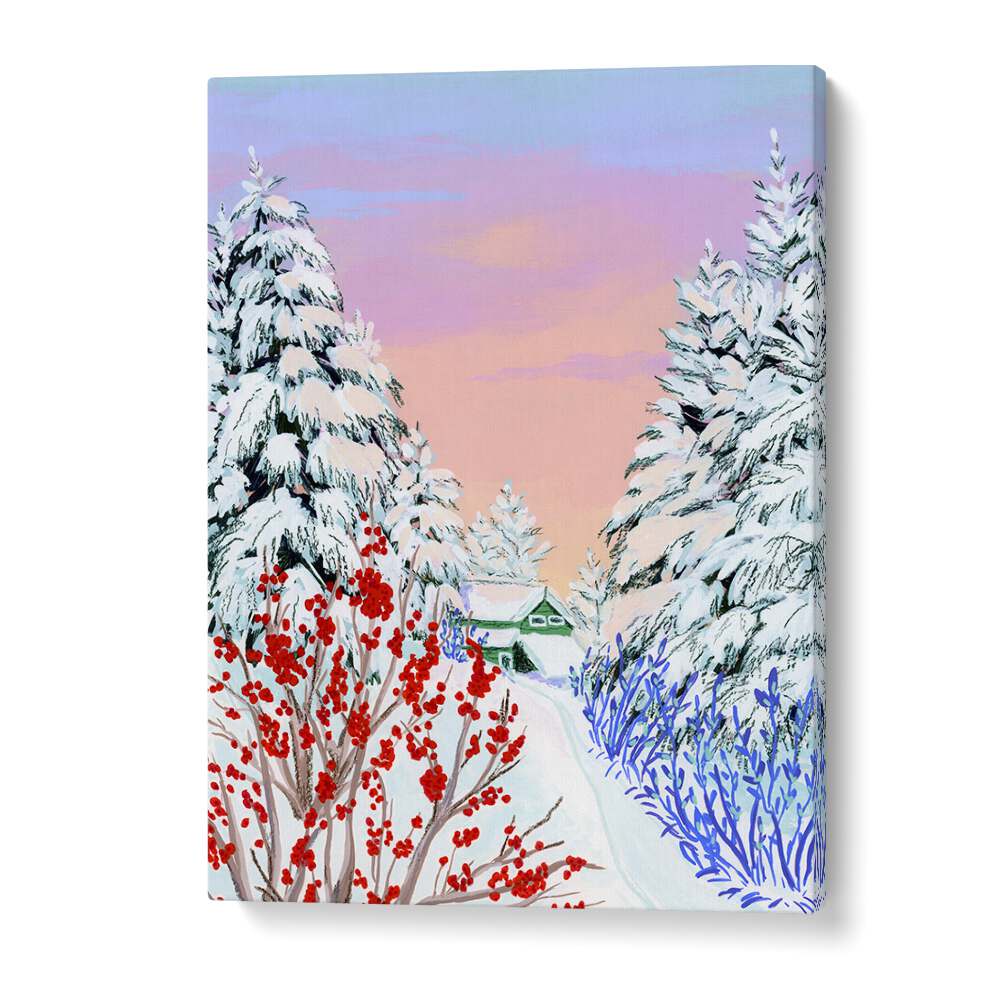 Copper Creek, landscape paintings by Sarah Gesek showcase a serene winter scene with vibrant colors and textures.