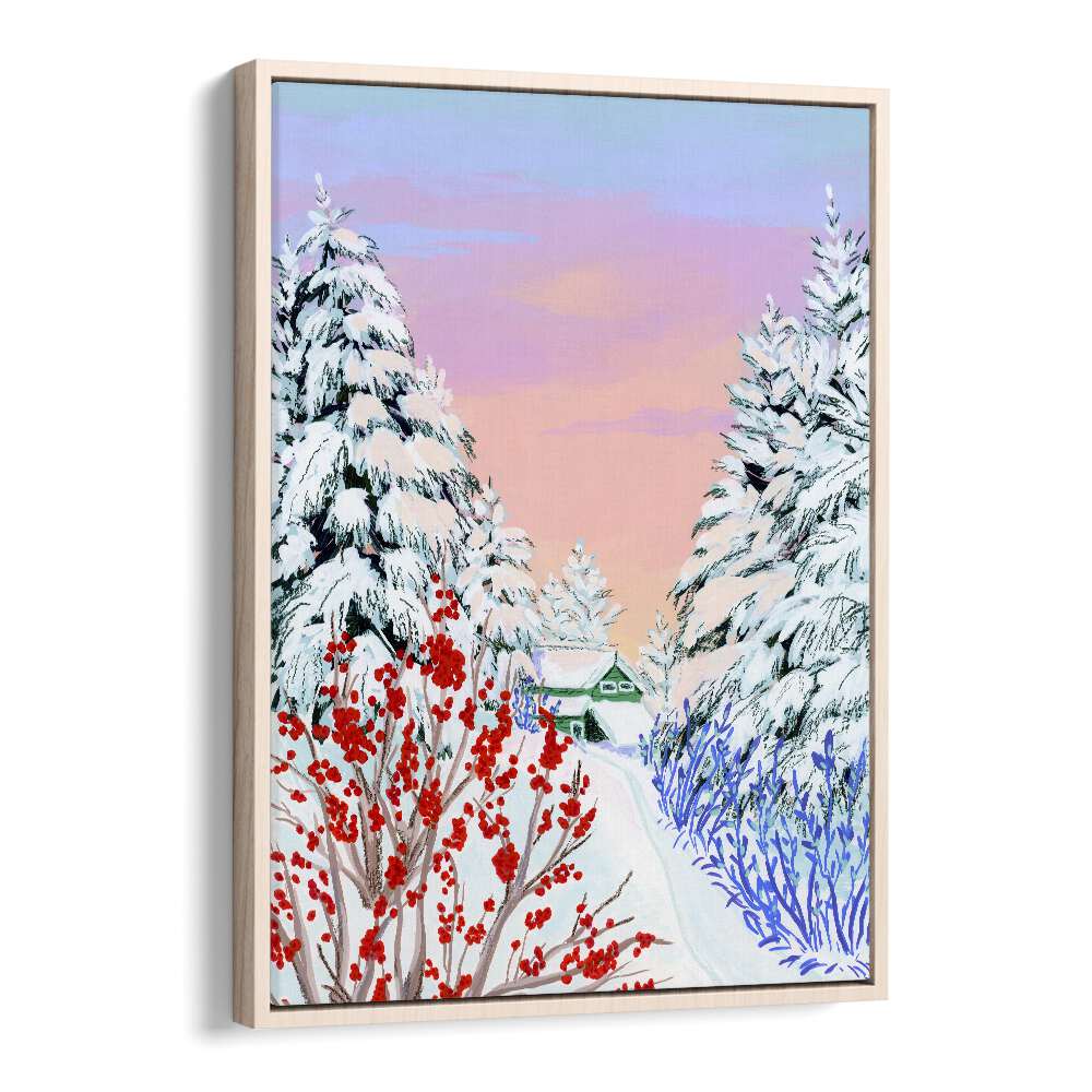 Captivating COPPER CREEK, LANDSCAPE PAINTINGS by Sarah Gesek, featuring vibrant winter scenery in a floater frame.