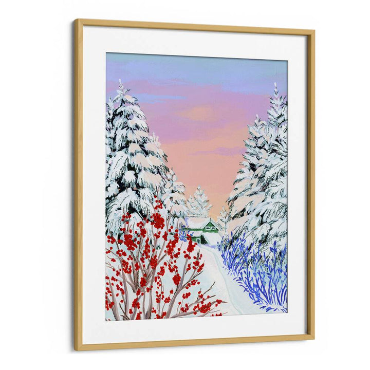 Copper Creek, landscape paintings by Sarah Gesek, featuring a serene winter scene in a framed print.