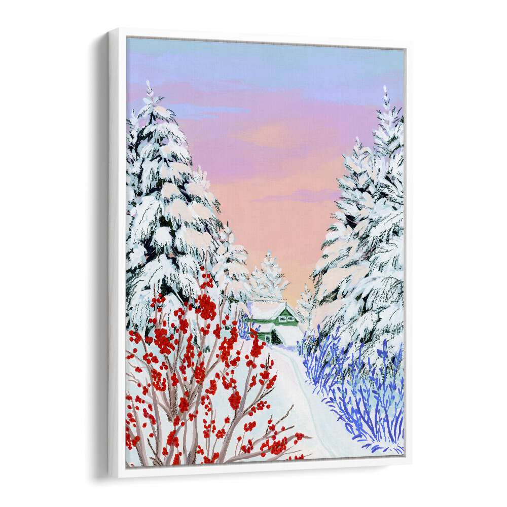Captivating COPPER CREEK, LANDSCAPE PAINTINGS by Sarah Gesek featuring a serene winter scene in vibrant colors.