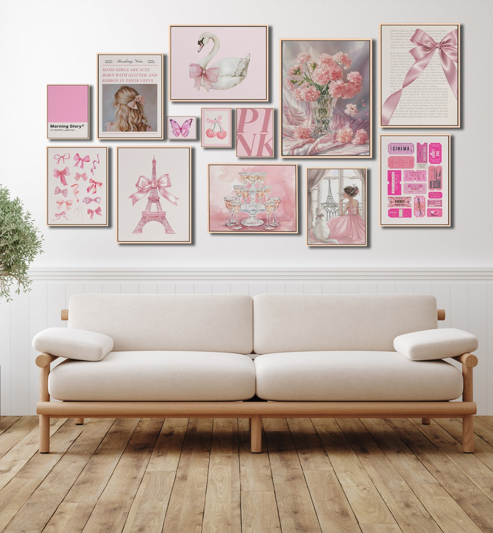 Elegant COQUETTE GALLERY WALL showcasing framed art pieces, perfect for trendy GALLERY WALLS in any space.
