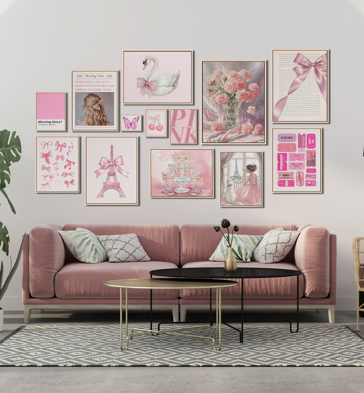 Stylish COQUETTE GALLERY WALL featuring elegant art pieces, perfect for enhancing gallery walls in any room.