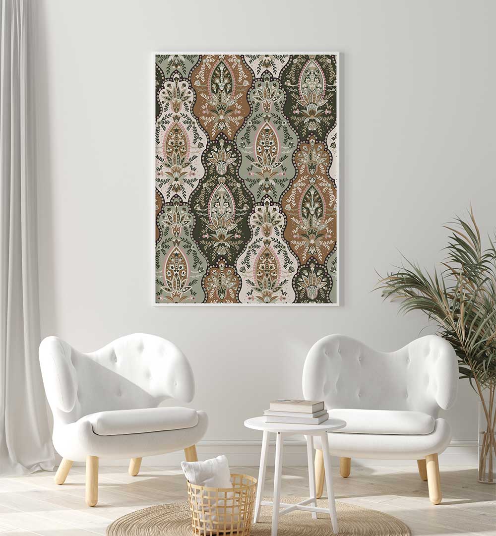 COUNTRY HOUSE PAISLEY GREEN , PATTERN ART PRINTS