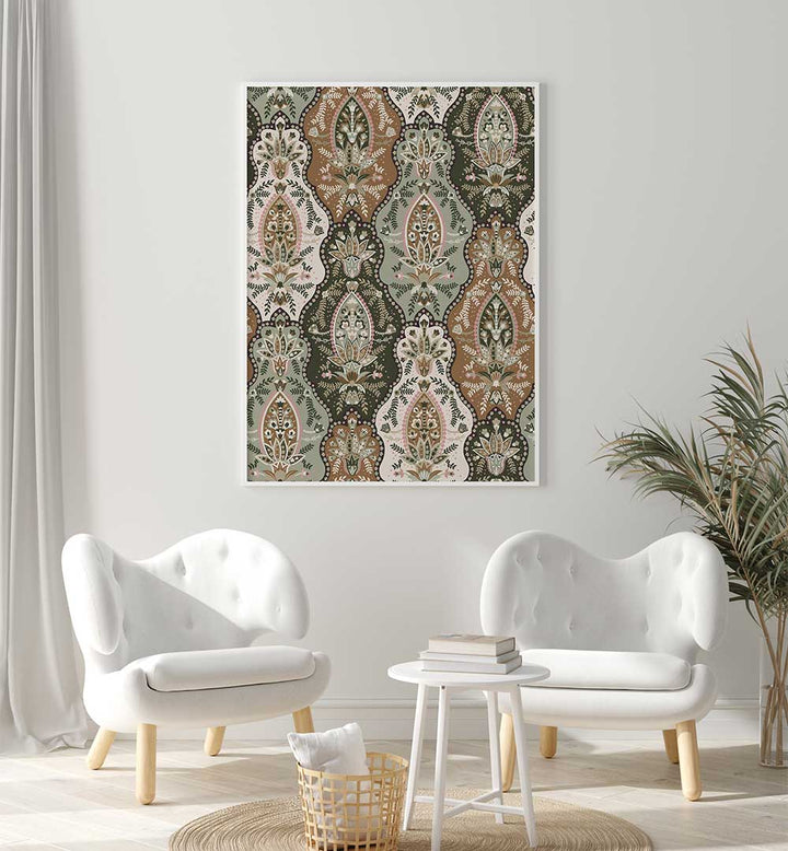 COUNTRY HOUSE PAISLEY GREEN , PATTERN ART PRINTS