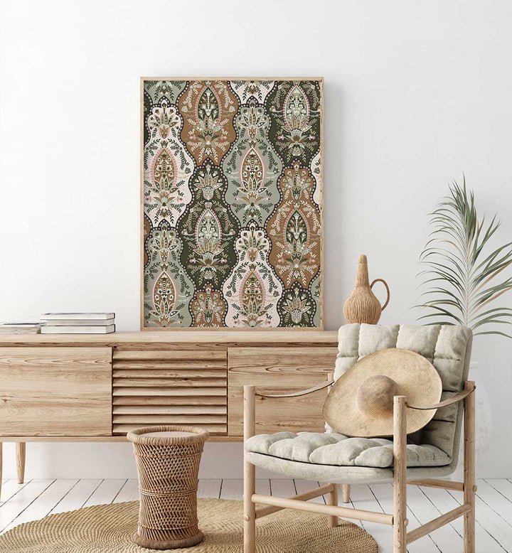 COUNTRY HOUSE PAISLEY GREEN , PATTERN ART PRINTS