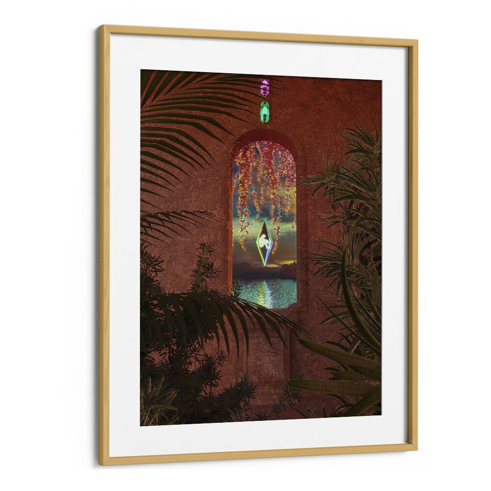 Captivating CREATION, SURREAL ART PRINTS by Cosmo Zach, framed in oak, enhance your space with surreal elegance.
