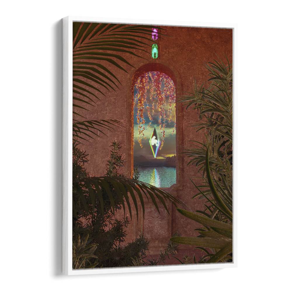 Captivating CREATION, SURREAL ART PRINTS by Cosmo Zach, showcasing enchanting surrealism in a white floater frame.